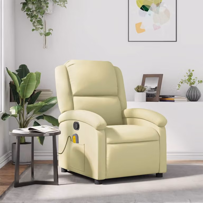 vidaXL Poltrona Reclinabile Relax in Vera Pelle Beige