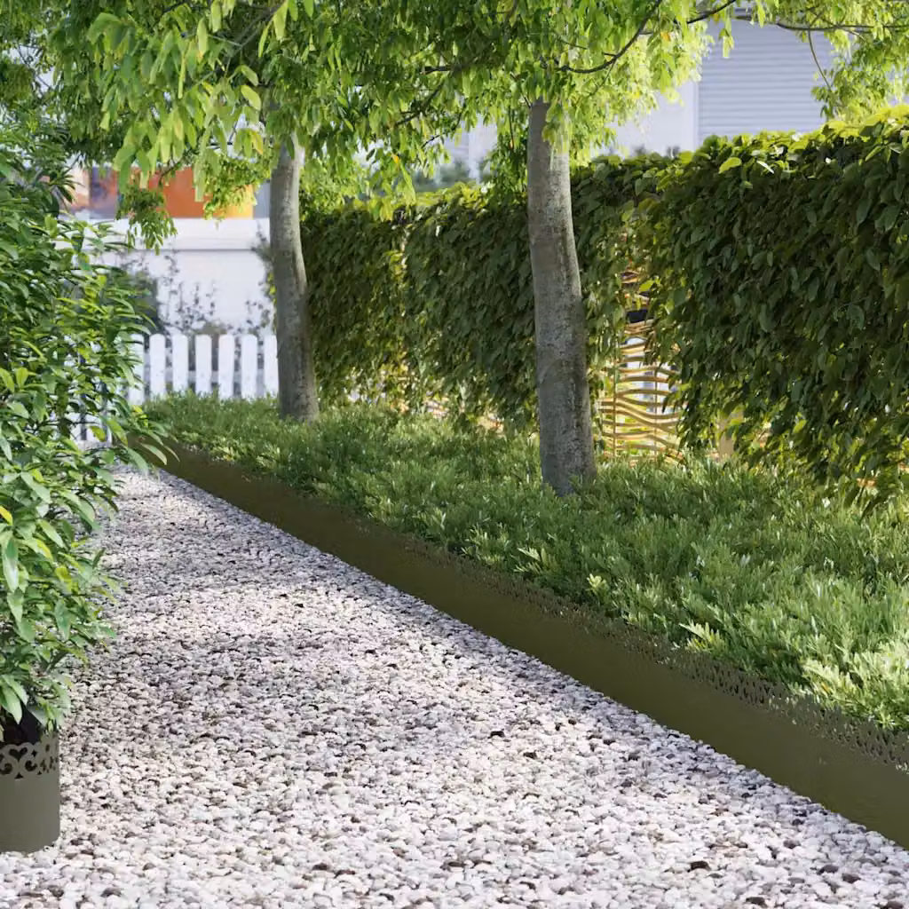 Set di 20 bordure per prato vidaXL in acciaio verde oliva, L: 103 cm, P: 0,05 cm, H: 22 cm