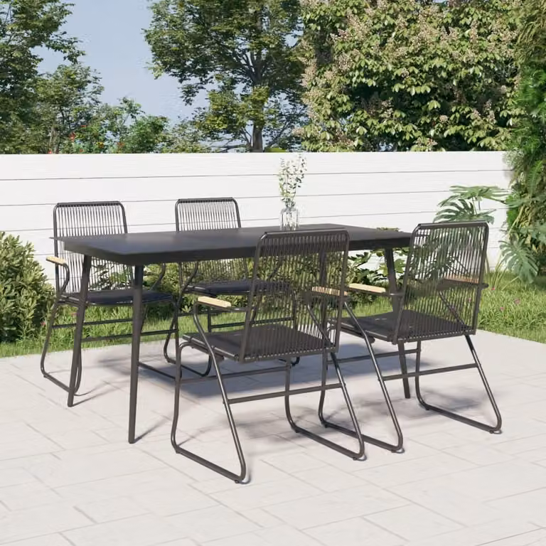 Maison Exclusive - Set da pranzo da giardino 5 pezzi in rattan PVC nero
