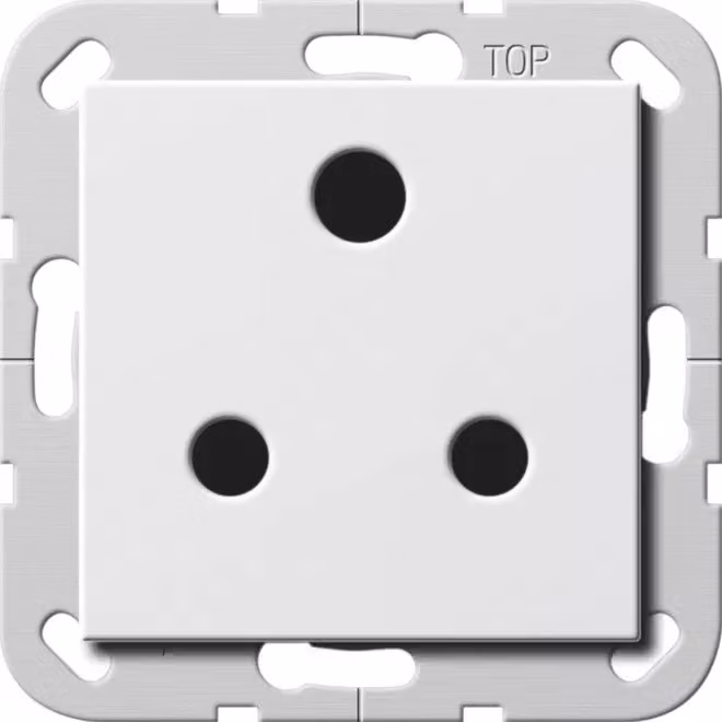 Gira 277403 Presa con spina rotonda da 15 A, disinseribile, Sistema 55, bianco puro