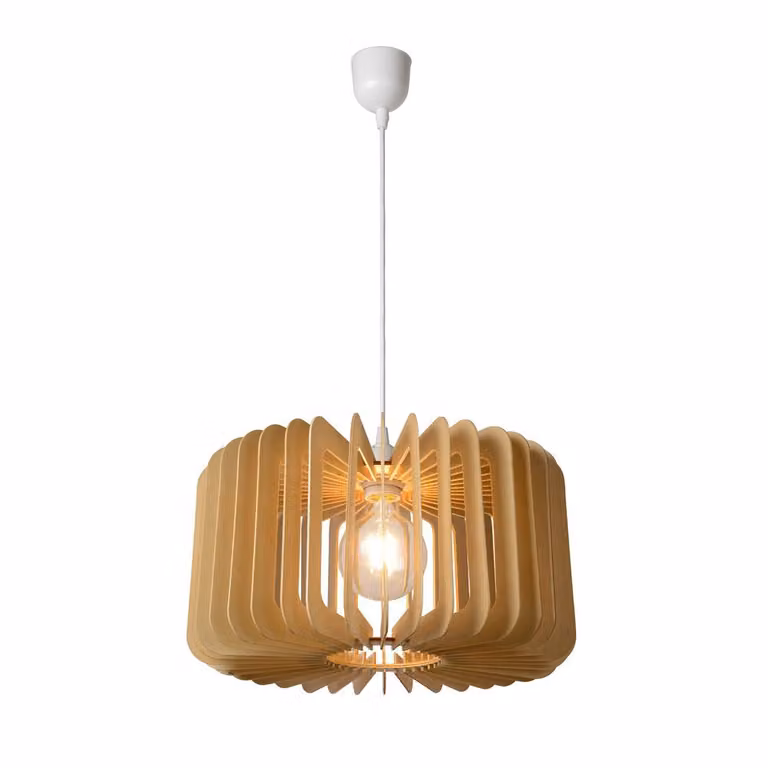 Lampada a sospensione ETTA in legno chiaro, 1xE27x40W, dimensioni: 120x39x39 cm, IP20, Lucide