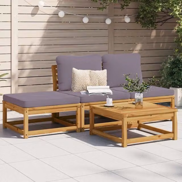 Set Salotto da Giardino 4pz con Cuscini Legno Massello Acacia 3214326