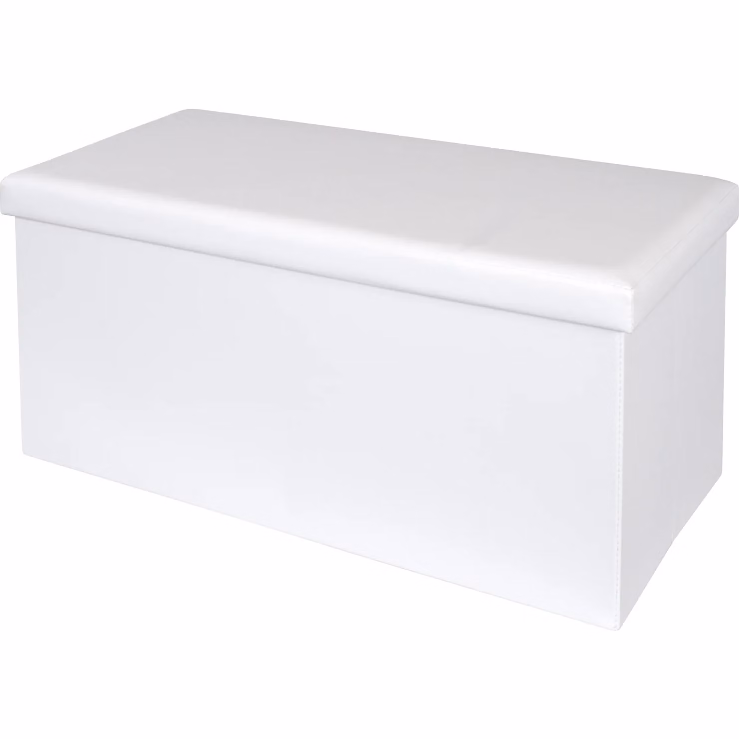 Vestiamo Casa Pouf Contenitore Bianco in Ecopelle con Design Moderno L: 76 cm, P: 38 cm, H: 38 cm
