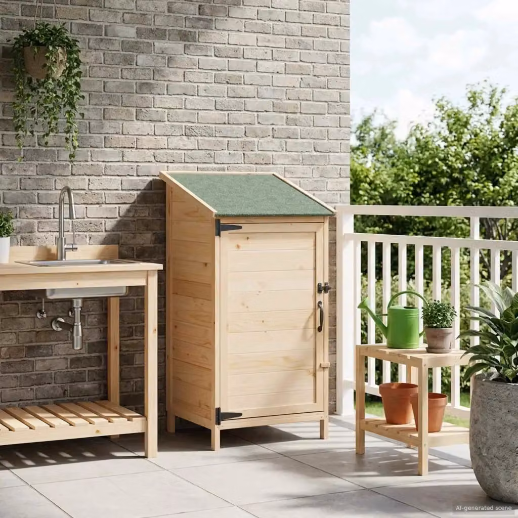 Capanno da Giardino in Legno Marrone con Serratura e Ventilazione Laterale L: 59 cm, P: 56 cm, H: 113,5 cm – 2