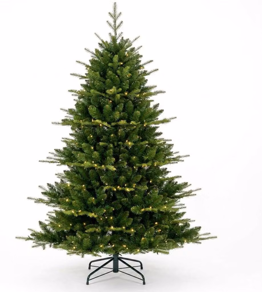 Albero di Natale artificiale con illuminazione LED, altezza 137 cm (4,5 piedi), con aghi in materiale PE+PVC, base in metallo