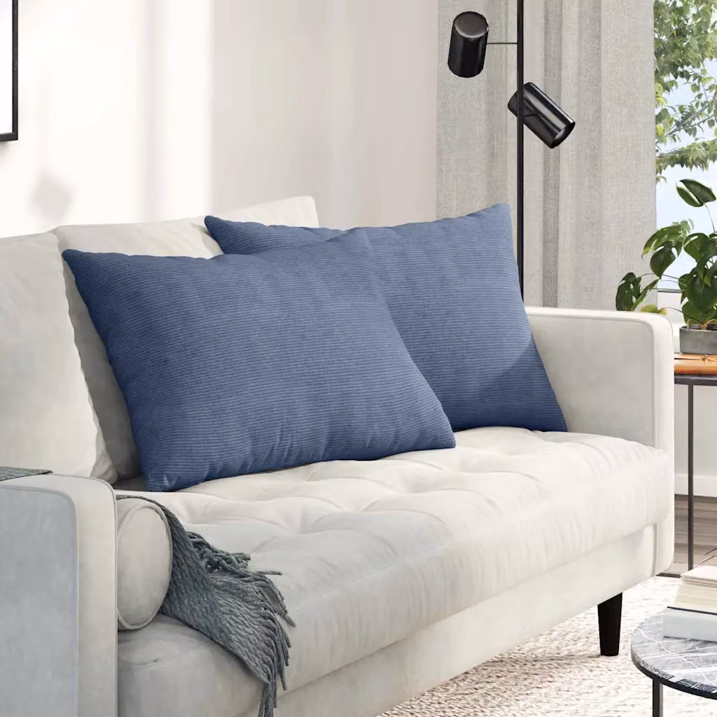 Set di 2 cuscini da divano vidaXL in tessuto di velluto a coste blu, L 70 cm x P 50 cm
