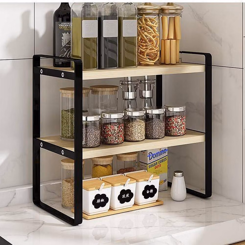 Portaspezie multifunzionale a 2 ripiani, ideale per erbe aromatiche e accessori da cucina