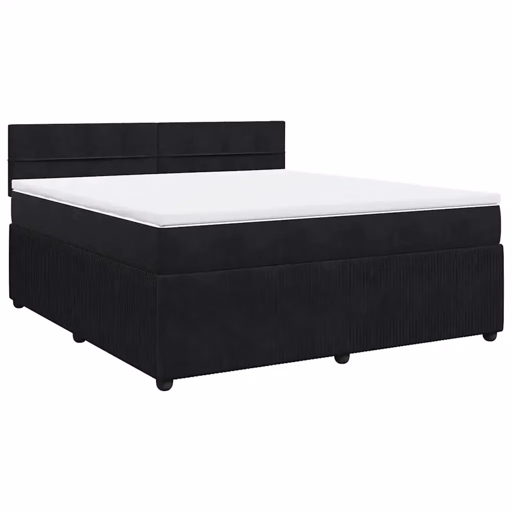 Letto Ibrido vidaXL in Velluto Nero e Bianco con Struttura in Legno di Pino L: 180 cm, P: 200 cm – 2