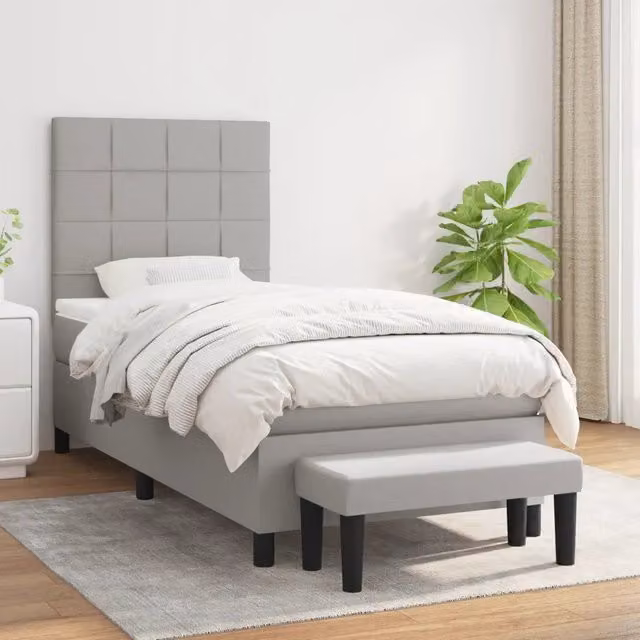 Letto Ibrido con Giroletto a Molle e Materasso vidaXL Grigio Chiaro e Bianco L/P/H: 203 x 80 x 128 cm