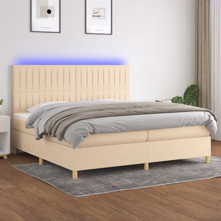 Maison Exclusive - Letto a Molle Materasso e LED bianco 200x200cm in Tessuto