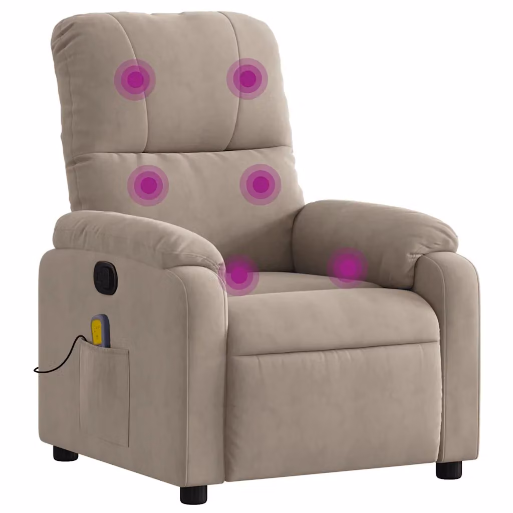 Poltrona Reclinabile Relax vidaXL in Microfibra Beige con Braccioli e Regolazione Manuale – 2