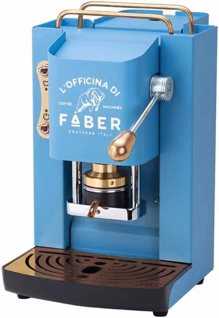 FABER PRO DELUXE TURCHESE - MACCHINA PER CAFFE'' - PRESSACIALDA IN OTTONE - ELETTROVALVOLA E TERMOSTATO 95 - TELAIO IN ACCIAIO