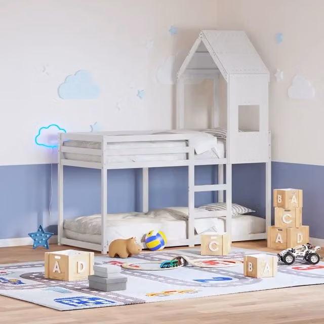 Tetto per letto bambini vidaXL in legno massello di pino bianco L/P/H: 99 x 55 x 139,5 cm
