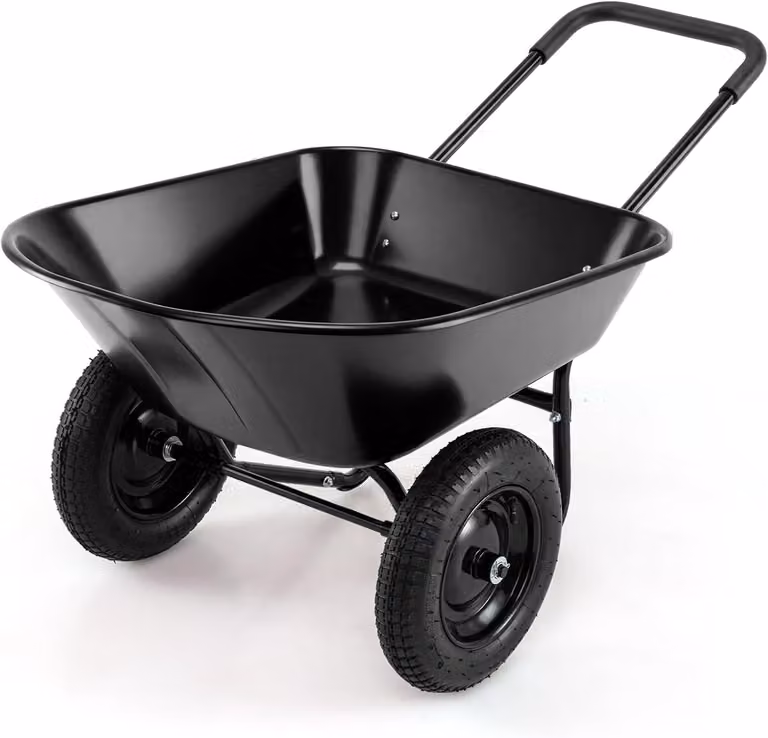 Carriola a due ruote, capacità di 78 litri, struttura in metallo, ideale per giardino e cortile