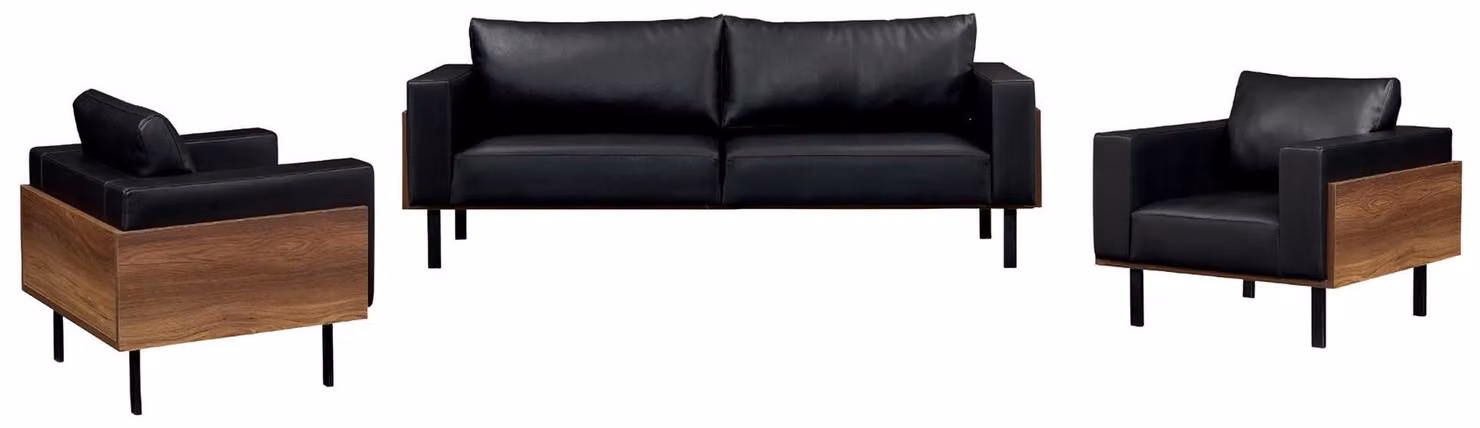 Set 3tlg Sofagarnitur 3+1+1 Polster Sessel Wohnzimmer Luxus Leder Modern