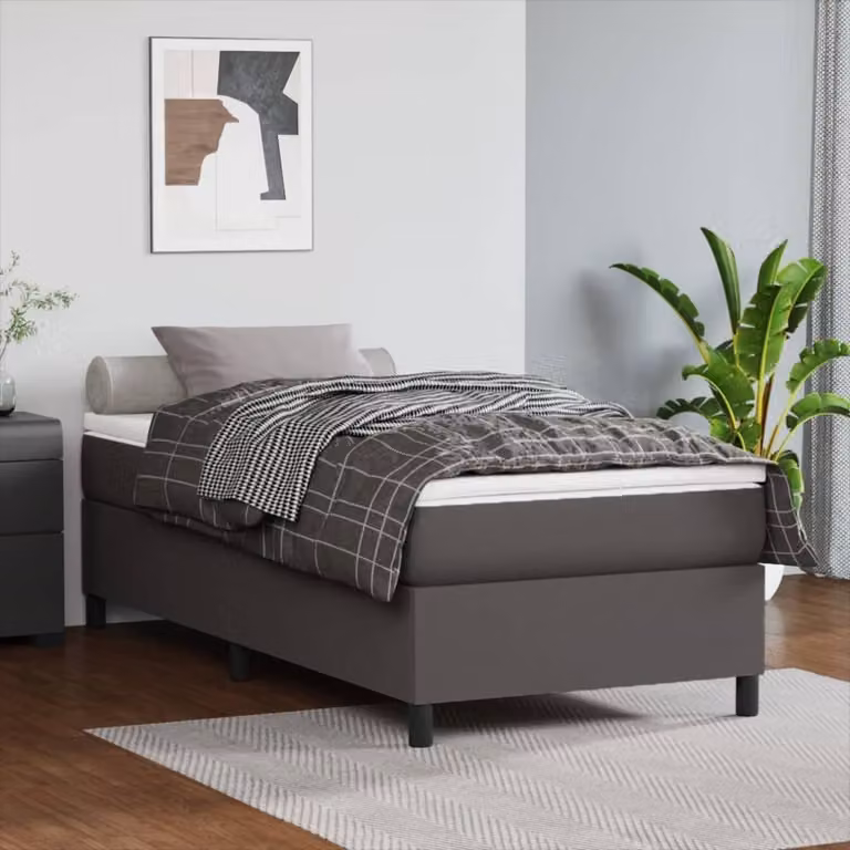 Maison Exclusive - Giroletto a Molle con Materasso Grgio 80x200 cm in Pelle finta