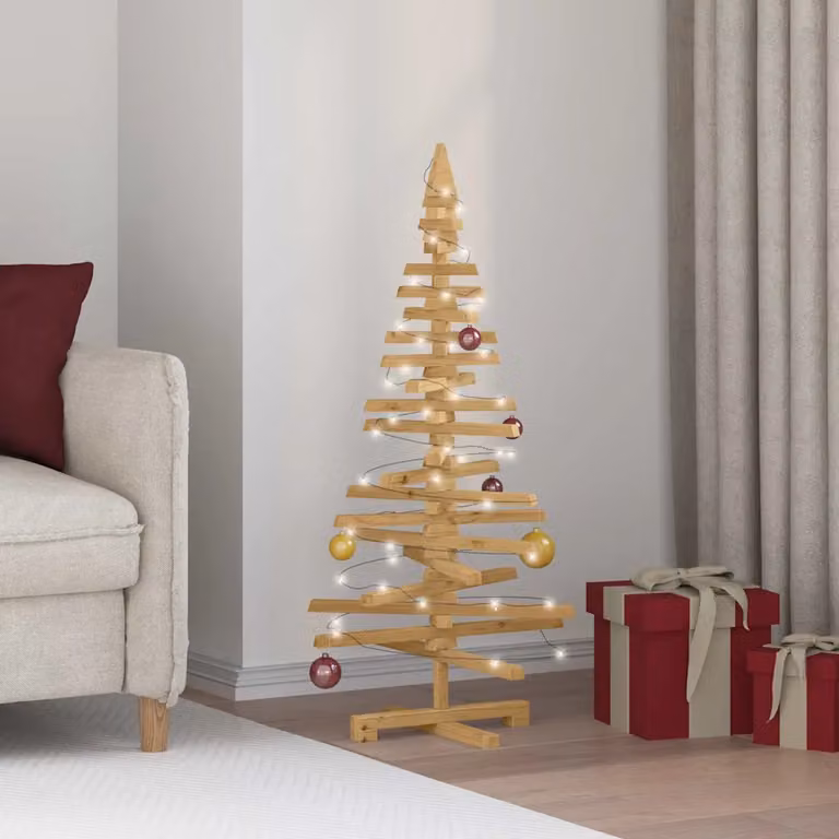 vidaXL Albero di Natale in legno KOTKA 120 cm Legno Massello di Pino