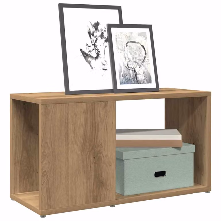Mobile Porta TV Moderno vidaXL in Truciolato Marrone con Ruote L 60 cm x P 24 cm x H 32 cm