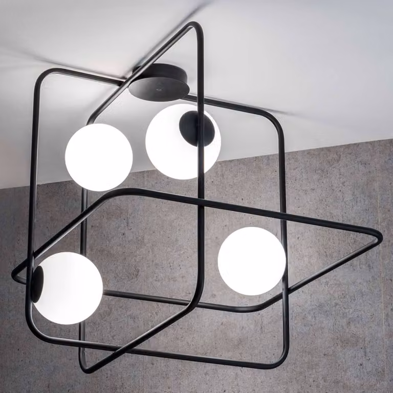 Marchetti Plafoniera di design Intrigo, dimmerabile, Nero, Soggiorno / Sala da pranzo, Metallo, Design, Plafoniera