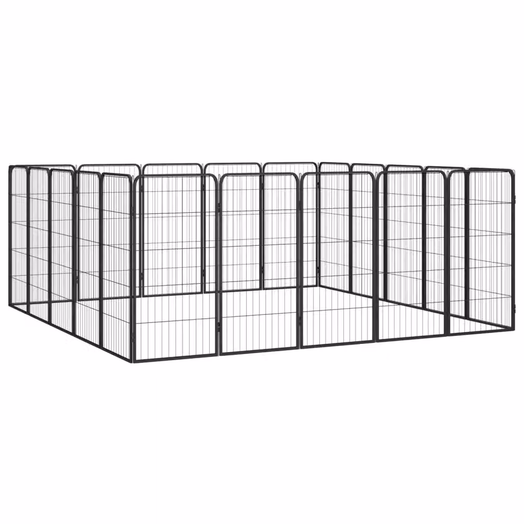 Recinto per cani vidaXL in acciaio verniciato nero composto da 20 pannelli, L: 100 cm, H: 50 cm – 2