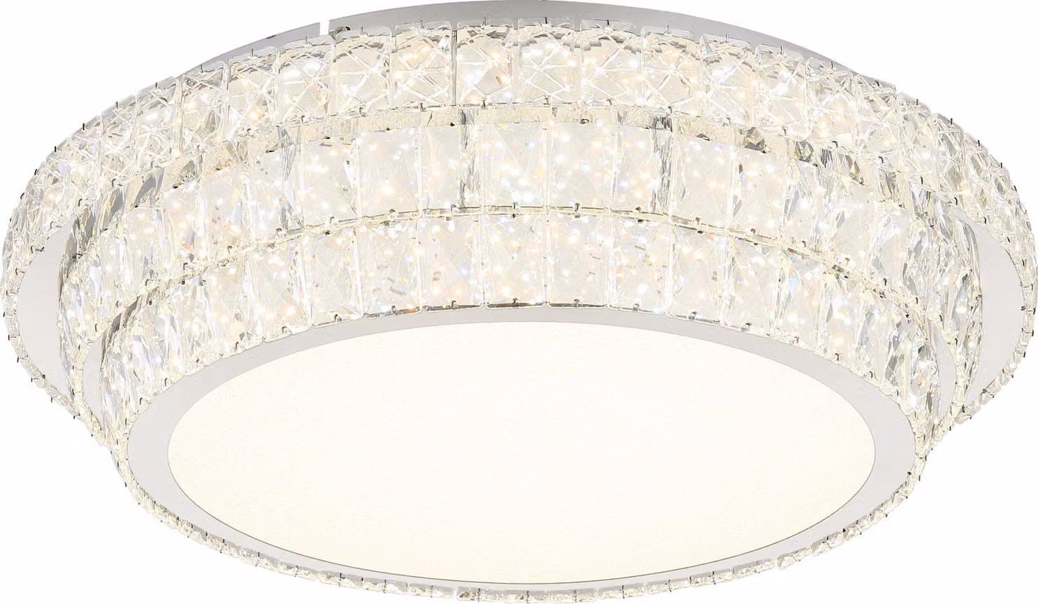 Plafoniera LED, cristalli, dimmerabile, telecomando, D 60 cm
