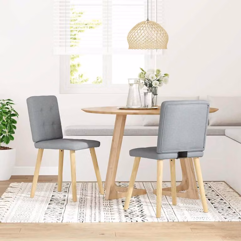 vidaXL Sedie da Pranzo 2 pz Grigio Chiaro in Tessuto