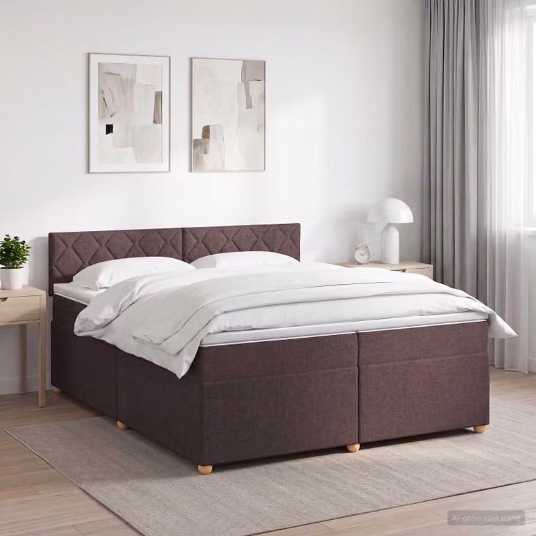 Maison Exclusive - Letto boxspring con materasso marrone scuro 200 x 200 cm Tessuto
