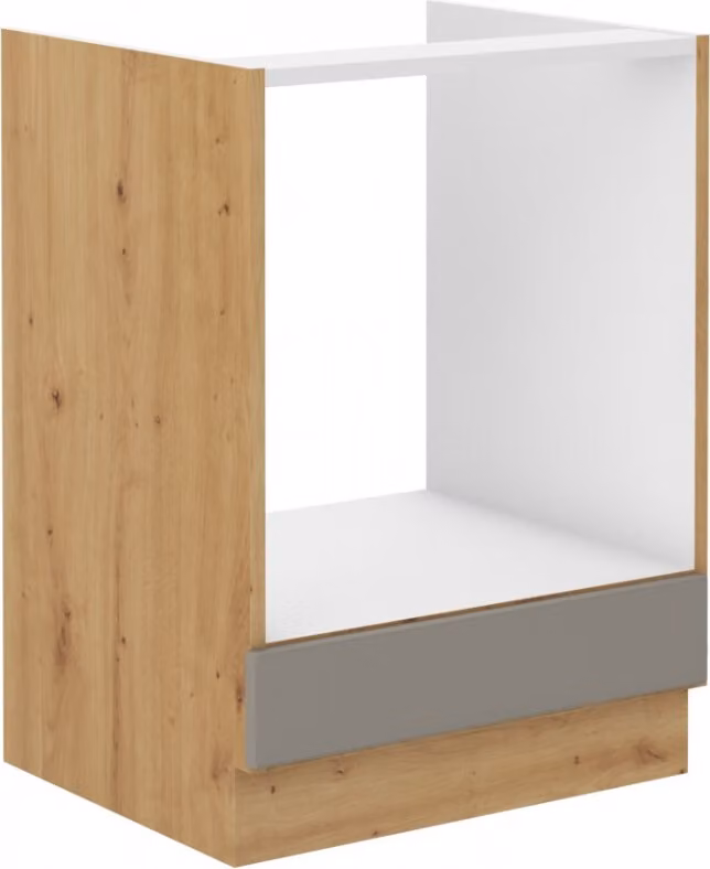 Armadietto per fornelli SOPHIA - larghezza 60 cm, grigio chiaro / rovere artisan