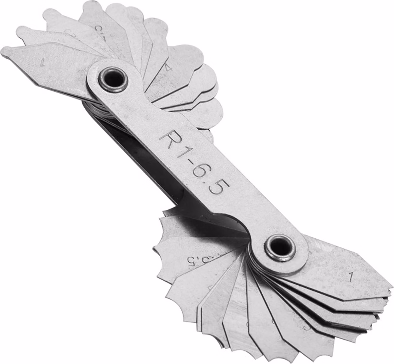 Misuratore di raggio di raccordo in acciaio inossidabile Strumento di misura esterno interno concavo convesso (R1-6,5 mm)