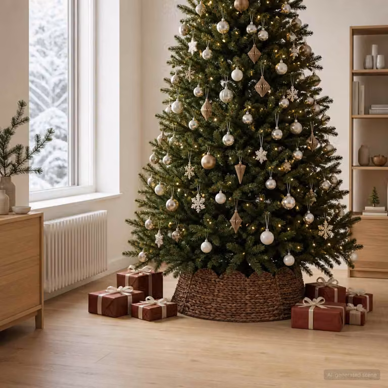 vidaXL Collare per Albero di Natale Rotondo Marrone Ø 105 x 28 cm