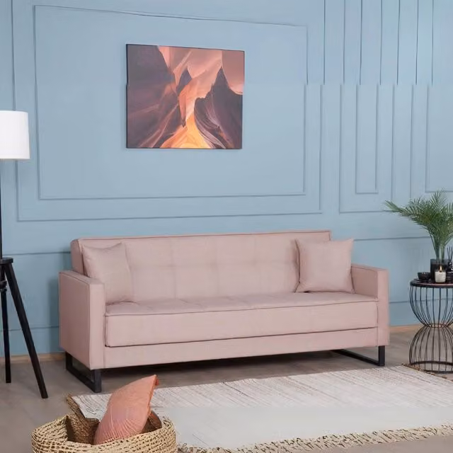 Divano funzione letto e contenitore Legen 3 Posti in vellutino rosa antico 210x85x87H