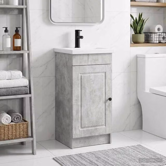 Mobile da bagno moderno vidaXL con lavabo, Grigio e Nero, L: 42 cm, P: 40 cm, H: 84,5 cm – 1