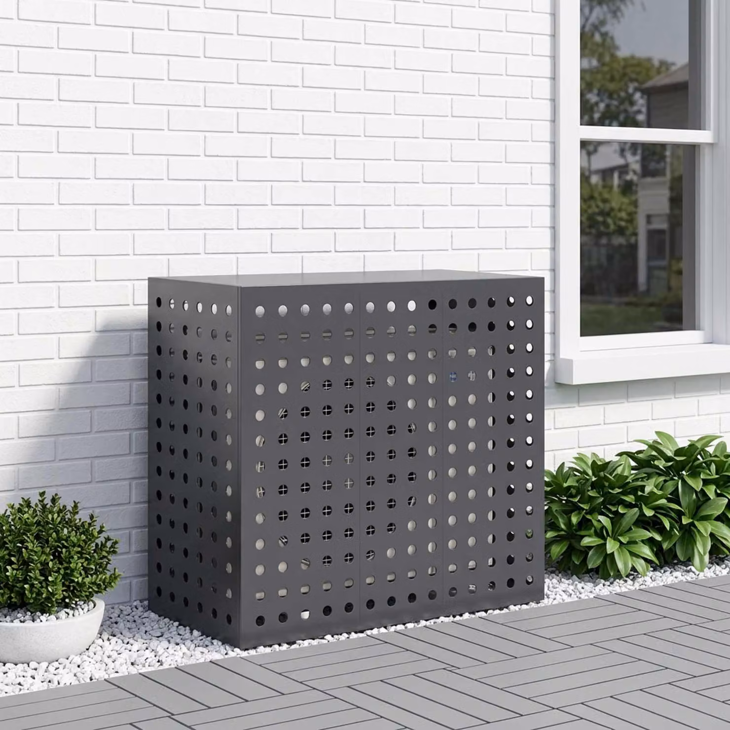Copertura per condizionatore d'aria vidaXL in acciaio, colore antracite, L 110 x P 50 x H 105 cm
