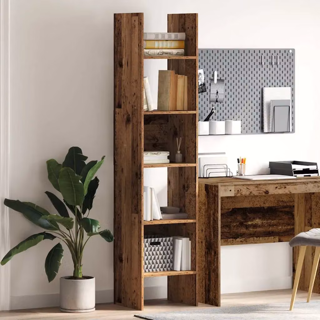 vidaXL Armadio per Libri Moderno in Legno Vecchio Marrone con 5 Livelli L 40 cm x P 35 cm x H 180 cm