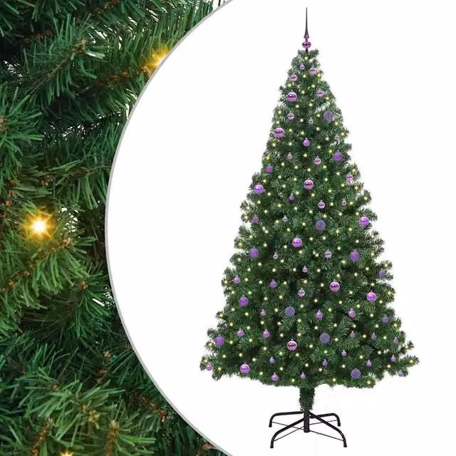 Albero di Natale Artificiale-Albero Natalizio con 300 LED Verde 240 cm 520255