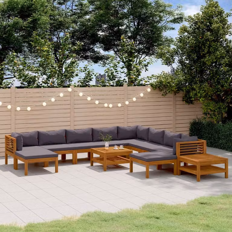 Maison Exclusive - Set da giardino da 12 pezzi con cuscini, in legno massello di acacia