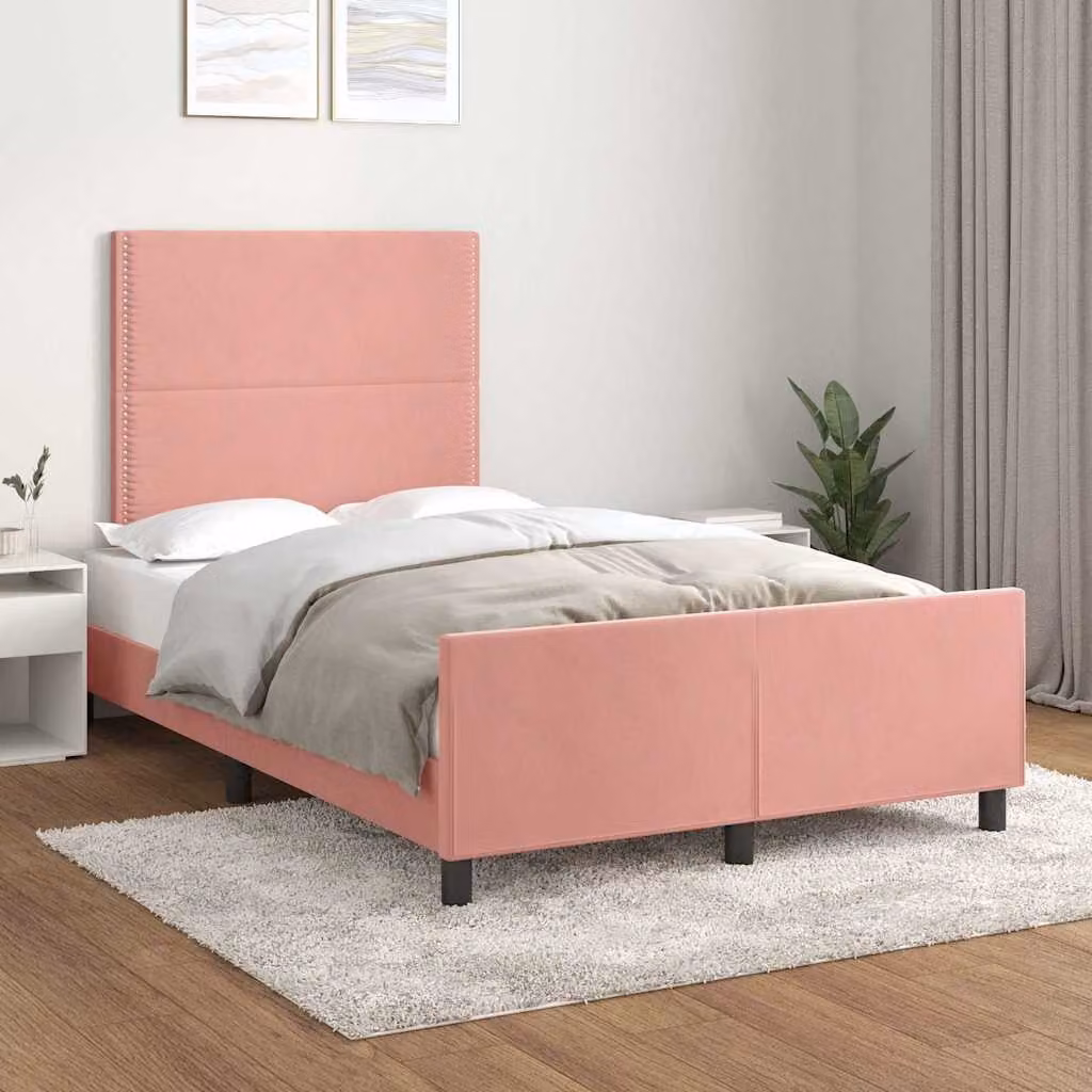 Giroletto con Testiera vidaXL in Velluto Rosa L/P/H: 120 x 200 x 126 cm