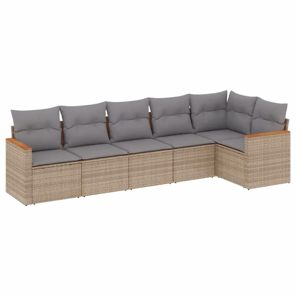 vidaXL Set Divano da Giardino a L in Polyrattan con Cuscini Beige e Grigio – 2
