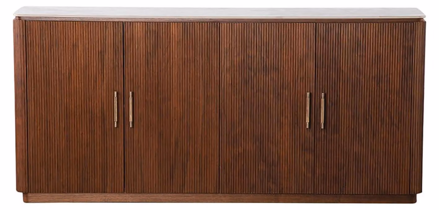 Comodino Urban Chique con piano in Vetroceramica, 180 cm - Marrone scuro