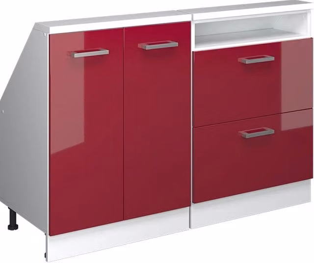 Set di mobili sottotetto Rion Rosso lucido/Bianco Set di 2 Vicco