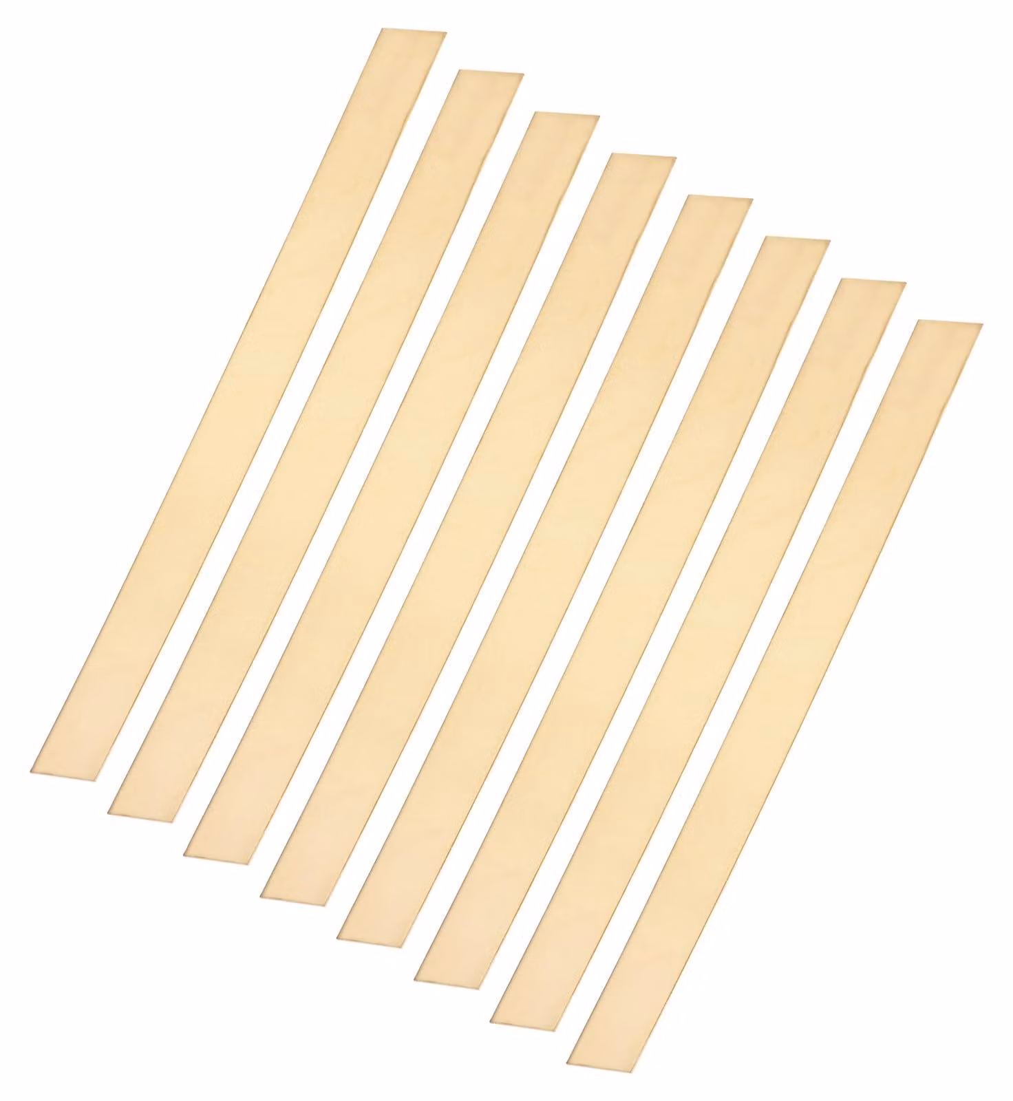 8 barre piane in ottone, dimensioni 0,4 x 25,5 x 305 mm