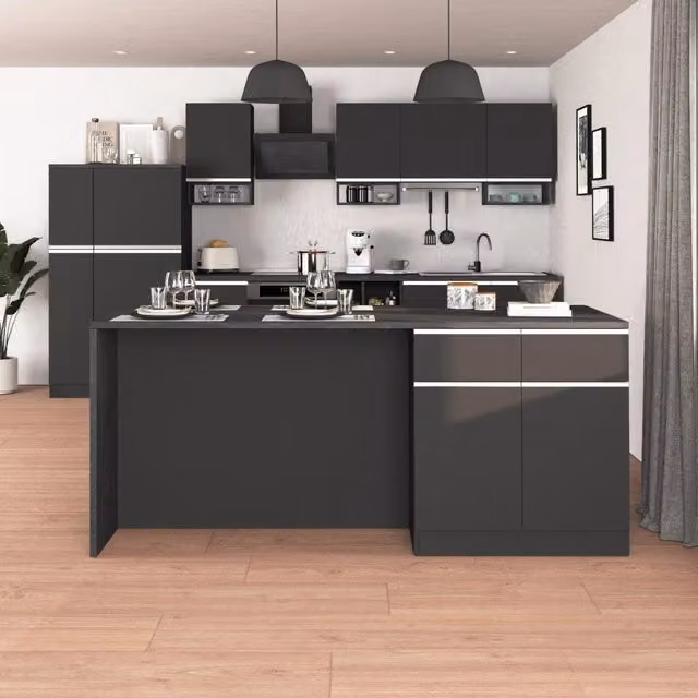 WHOUS Isola da cucina Sole a 4 ante e 4 cassetti antracite opaco/report 200x90x90 cm