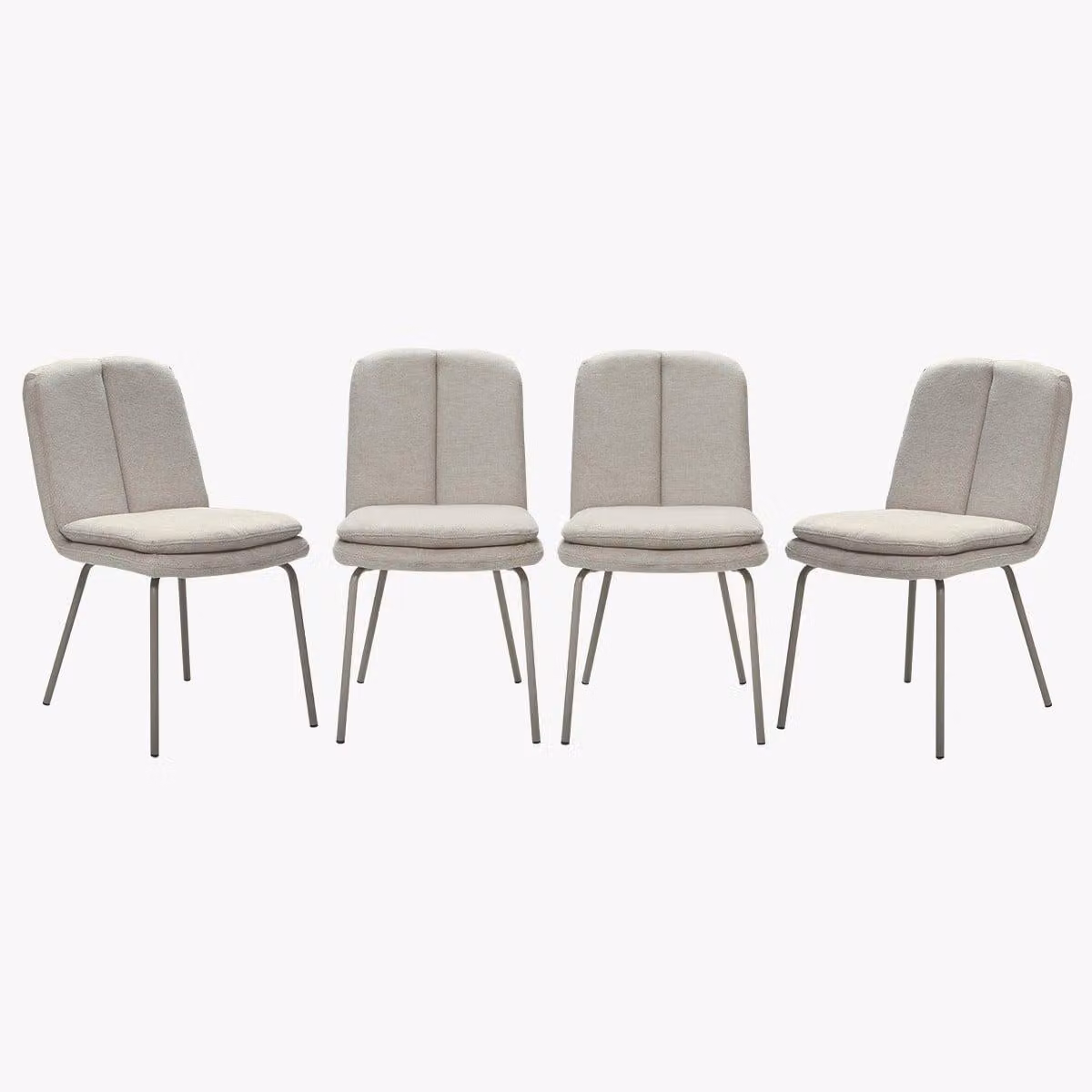 Calicosy - Set di 4 sedie, in tessuto con gambe in metallo beige H85 cm - LYSA
