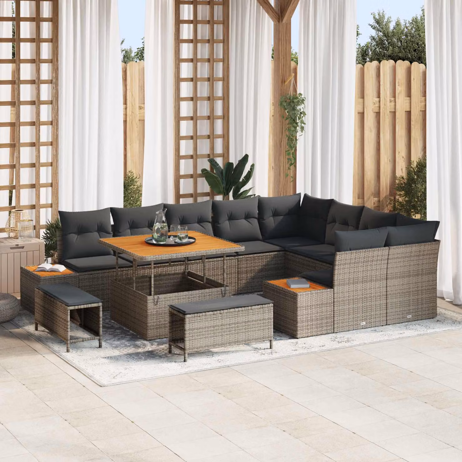 vidaXL Set Divano da Giardino Moderno a L con 12 Pezzi, Grigio – 1