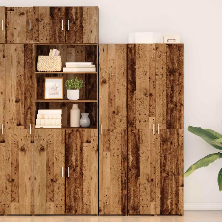 Credenza vidaXL in legno effetto vecchio marrone con ante a battente e ripiani interni, L/P/H: 30 x 42,5 x 185 cm