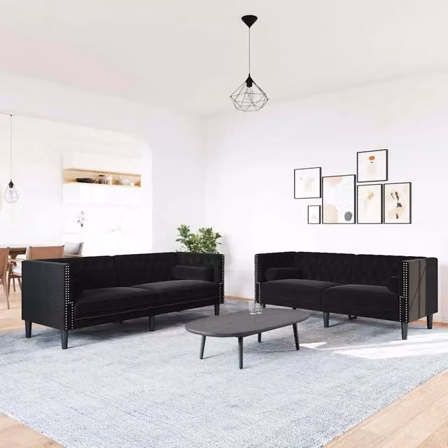Divano per Soggiorno 2 pz Nero Velluto 3385866