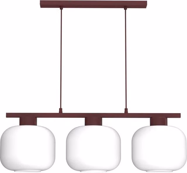 Lampada sospesa Galante a 3 luci moderna in metallo e vetro bianco con attacco E27 e funzione dimmabile