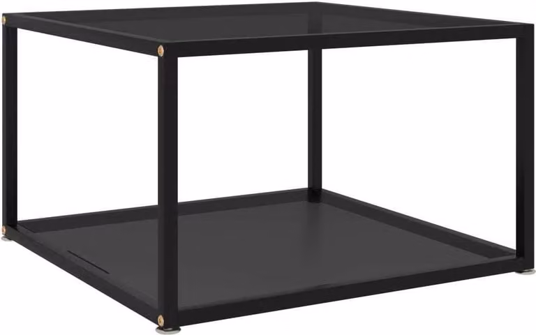 The Living Store Tavolino nero 60x60x35 cm in vetro temperato