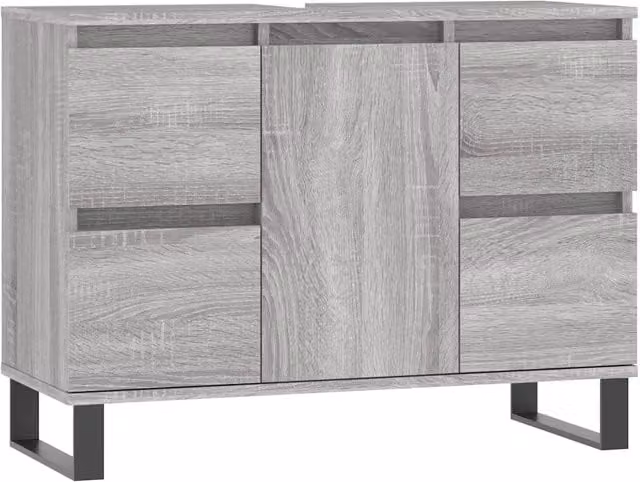 Mobiletto da bagno con gambe in ferro 80 x 33 x 60 cm stile industriale finitura moderna in legno sonoma grigio 02_0049085