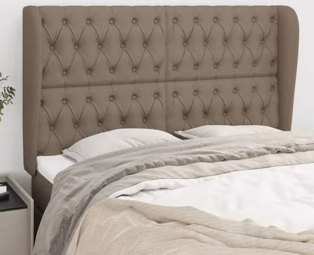 Testiera ad Orecchio-Testata con Orecchie Tortora 147 x 23 x 118/128 cm in Tessuto 664863